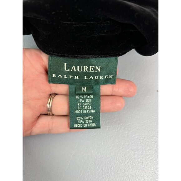 Lauren‎ Ralph Lauren women's medium black velvet long sleeve button down tunic - Picture 7 of 7